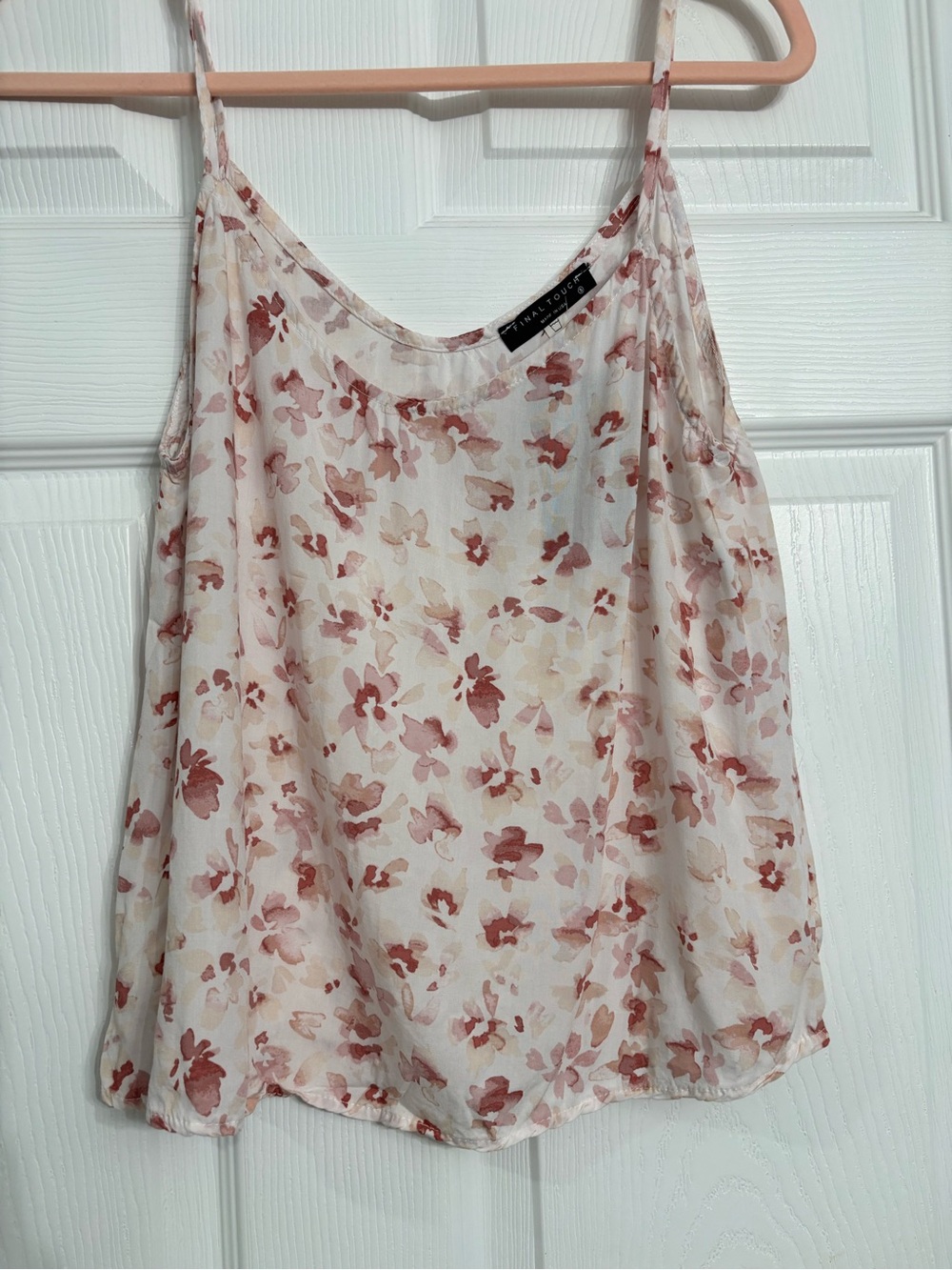 Final Touch Cream Cami with Rose Floral Print